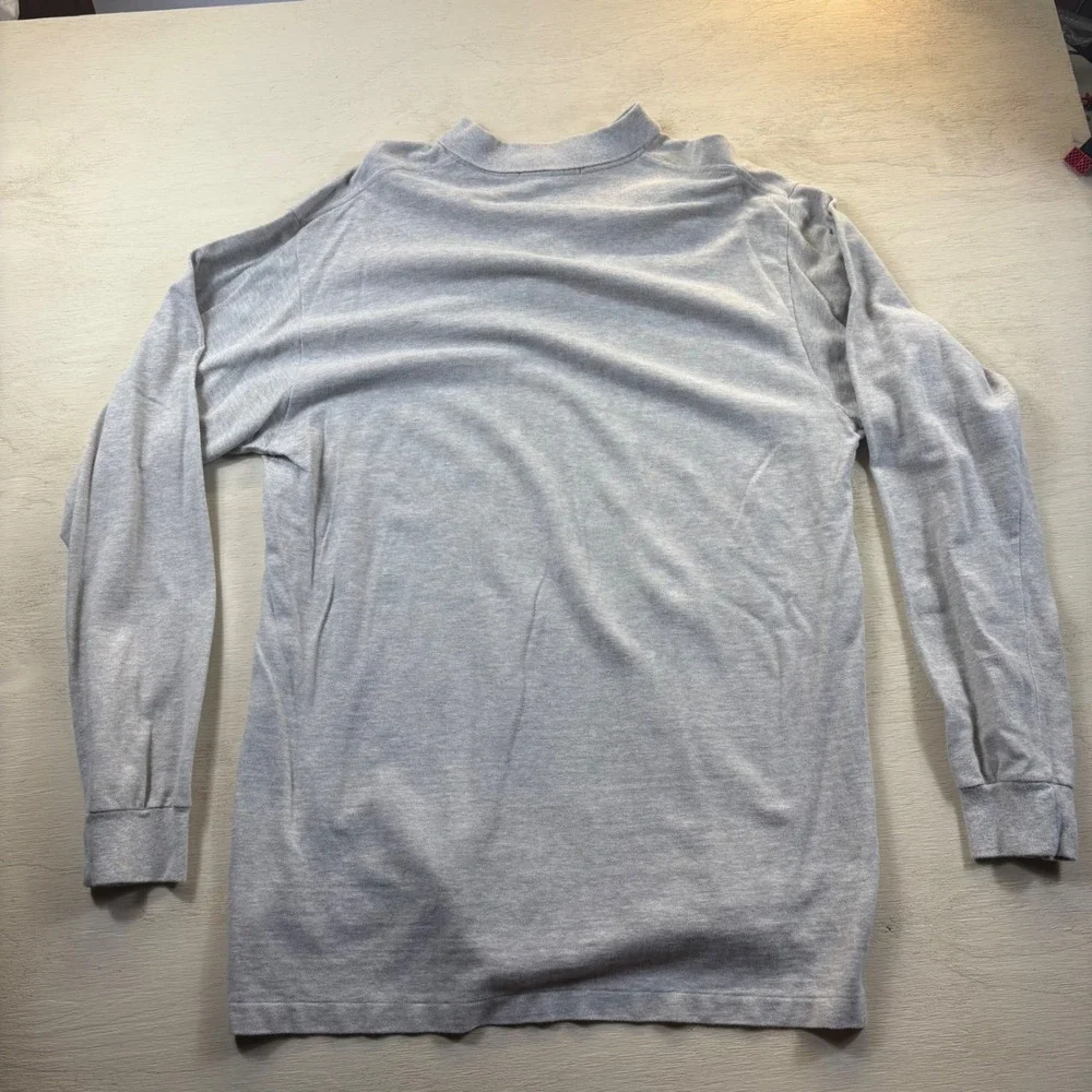 Polo Ralph Lauren Mens XL Grey Long Sleeve Pique Polo Shirt Cotton Silver Label